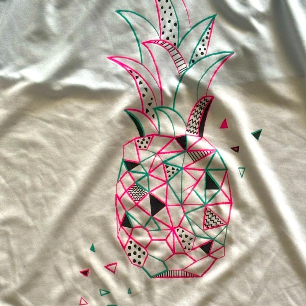 NWT Reel Legends Blue White Long Sleeve Rash Guard Swim Shirt Pineapple Large L - Picture 2 of 4